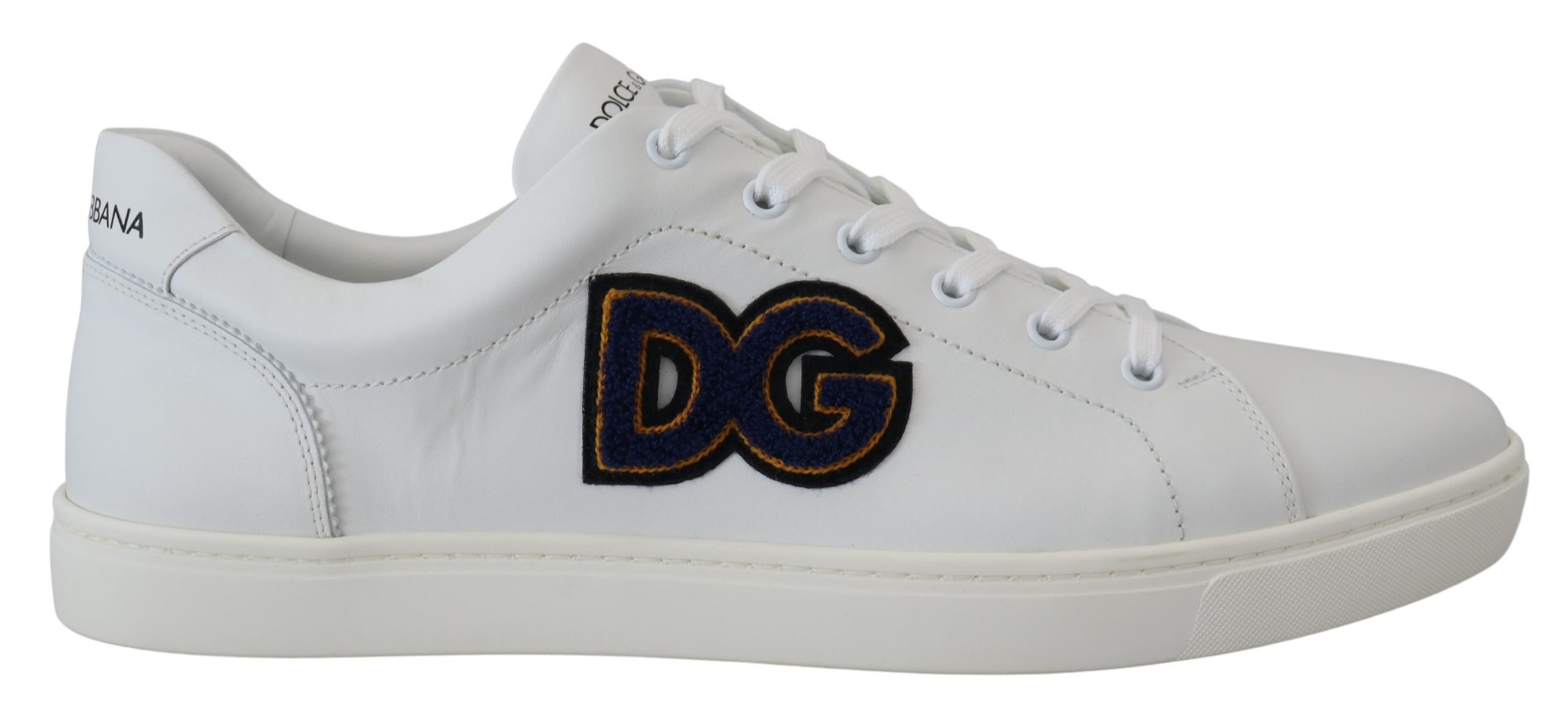 Dolce & Gabbana Weiße Leder DG Logo Freizeit Sneaker Herrenschuhe