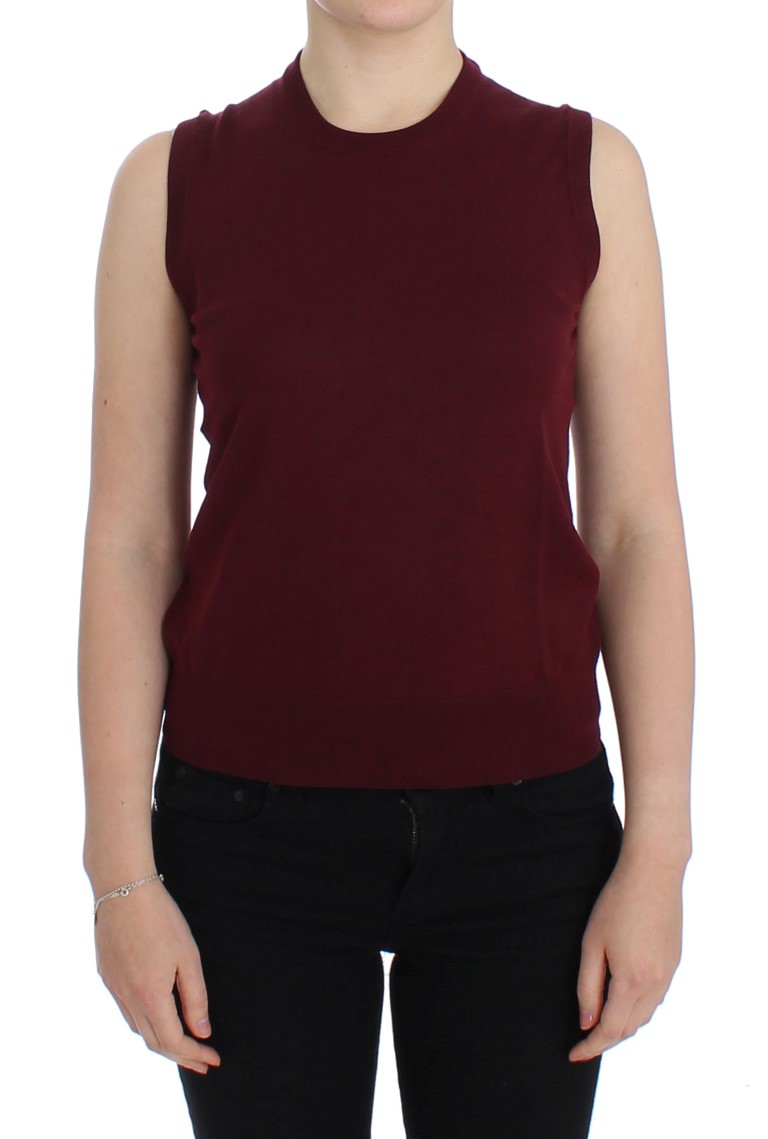 Dolce & Gabbana Women's Red Sleeveless Crewneck Vest Pullover (gilet sans manches avec col ras du cou) Image