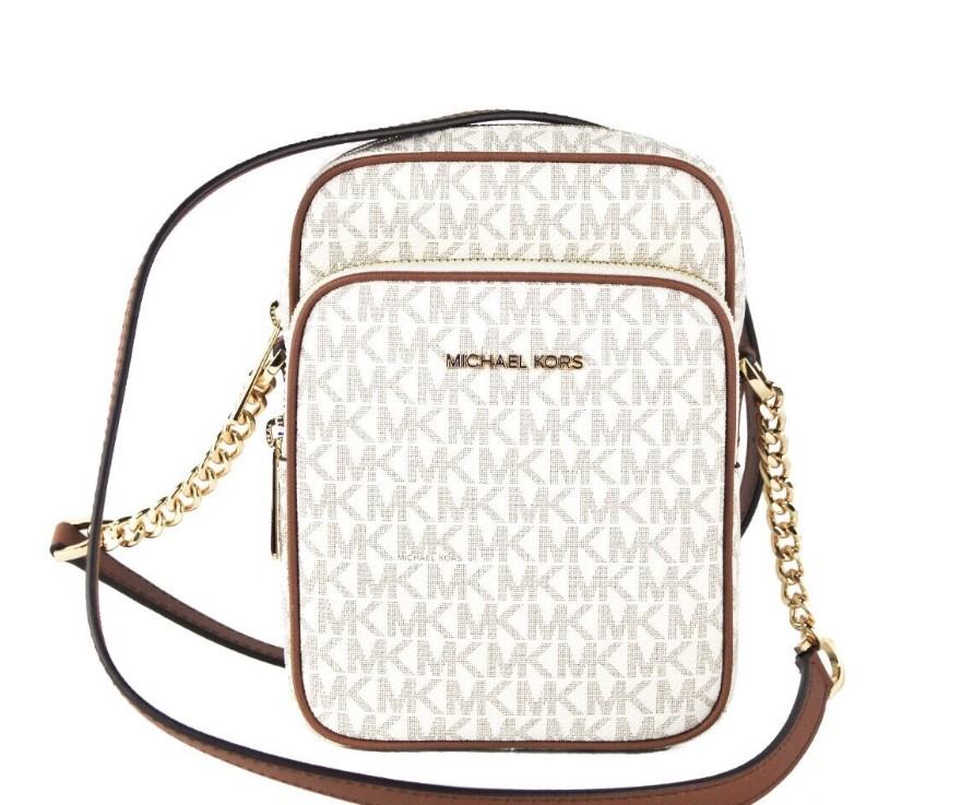 Michael Kors Damen Jet Set Mittelgroße Vanille PVC Nord-Süd Ketten-Crossbody-Handtasche Image