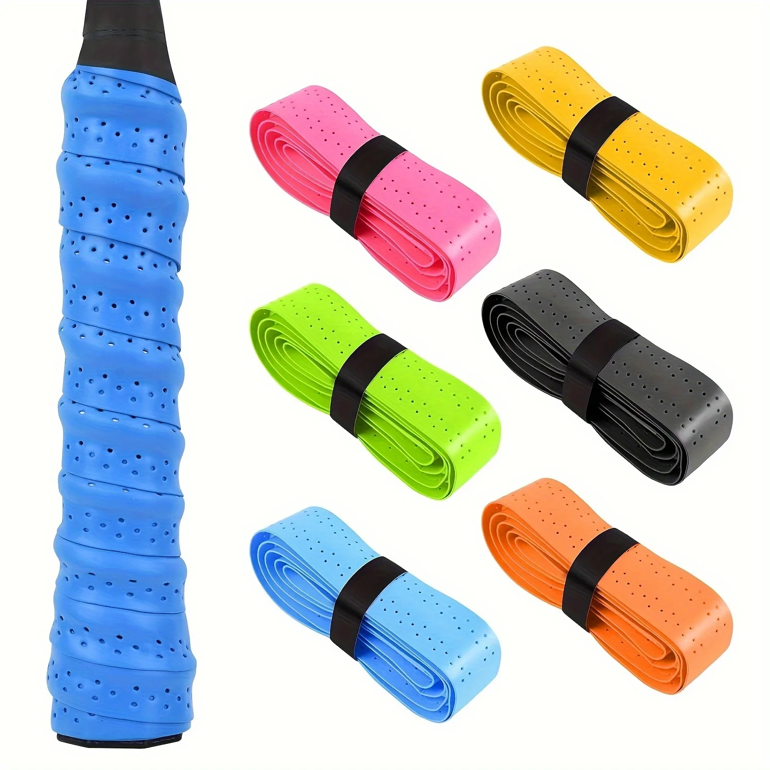 6Pcs Grip Tape Tennis Racket Anti-Slip Absorb Sweat Band Outdoor Fishing Rod Winding Strap Sport Badminton Squash Tape
