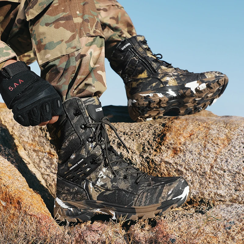 Scarpe da trekking Stivali da uomo Scarpe sportive casual traspiranti resistenti all'usura Stivaletti da uomo Comodi stivali alti da esterno da uomo