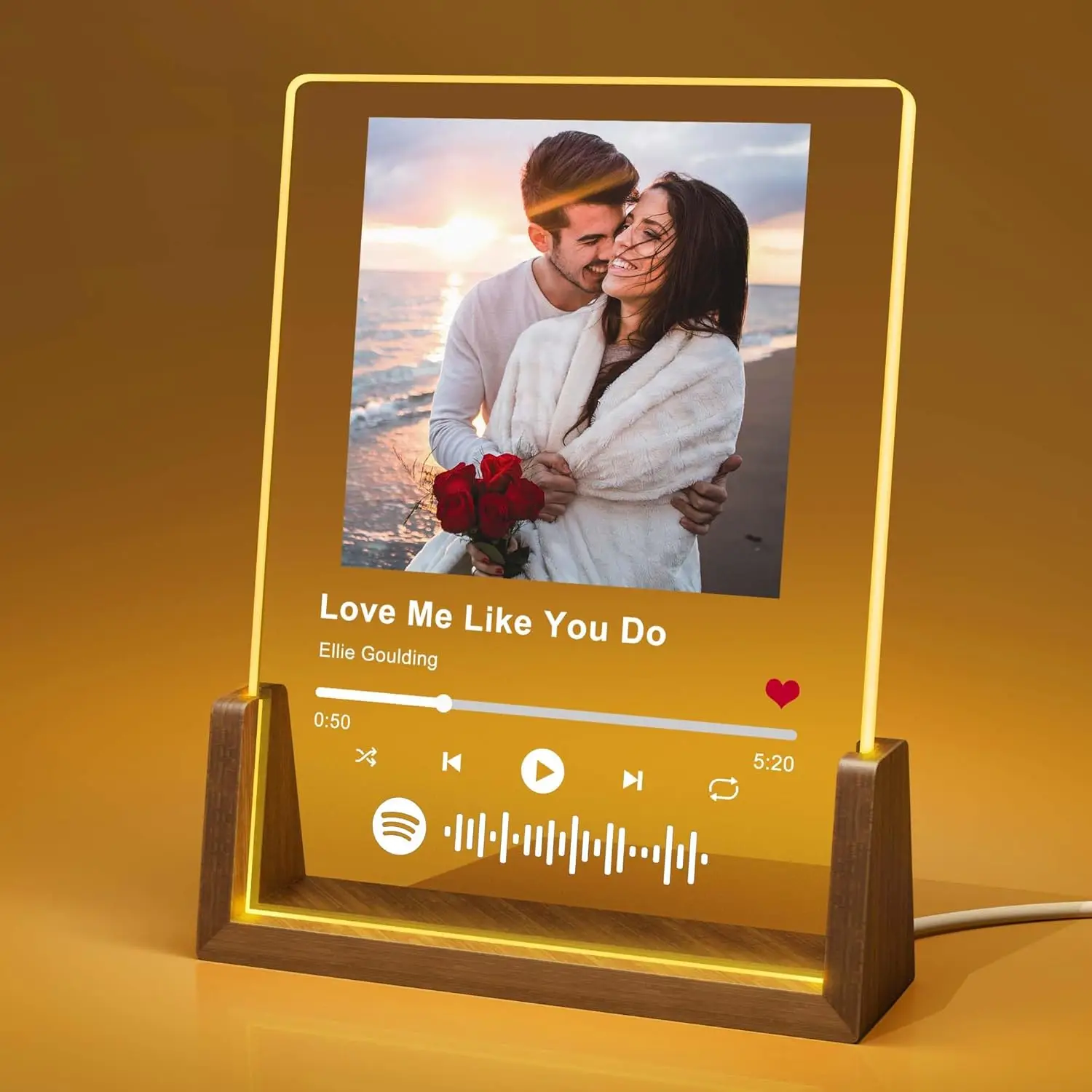 Regali personalizzati con placca Spotify Targa musicale acrilica personalizzata con foto Regali di coppia per fidanzata fidanzato Cornice in noce