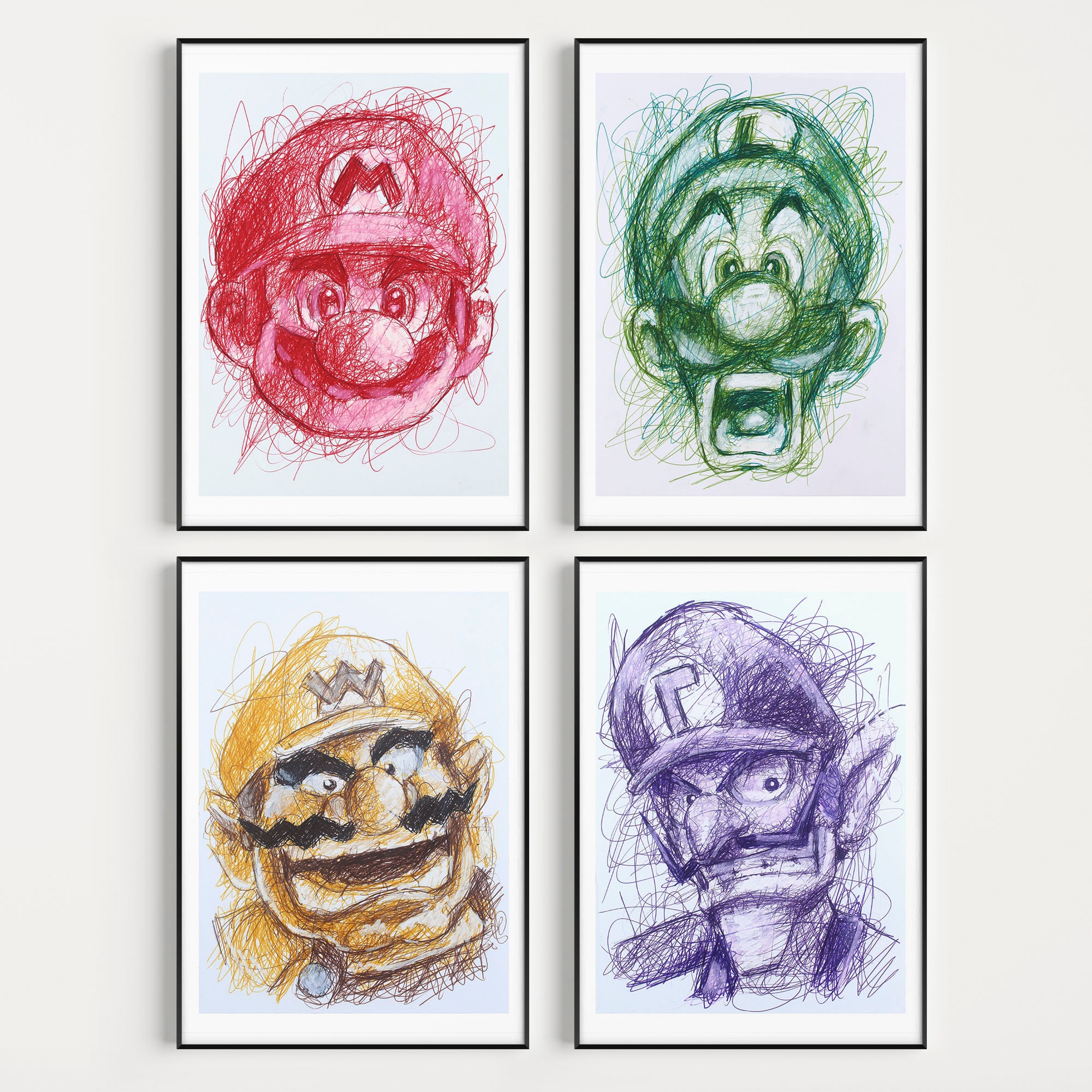 Set di stampe a sfera Mario Bros, arte dei videogiochi, stampe artistiche di Super Mario, decorazioni per videogiochi, arte per la stanza dei giocator
