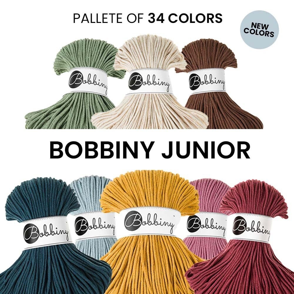 PREMIUM 3 mm Bobbiny Junior / 100 metri / Flechtkordel cordino intrecciato in macramè da 3 mm 100 m in diversi colori filato tessile di cotone