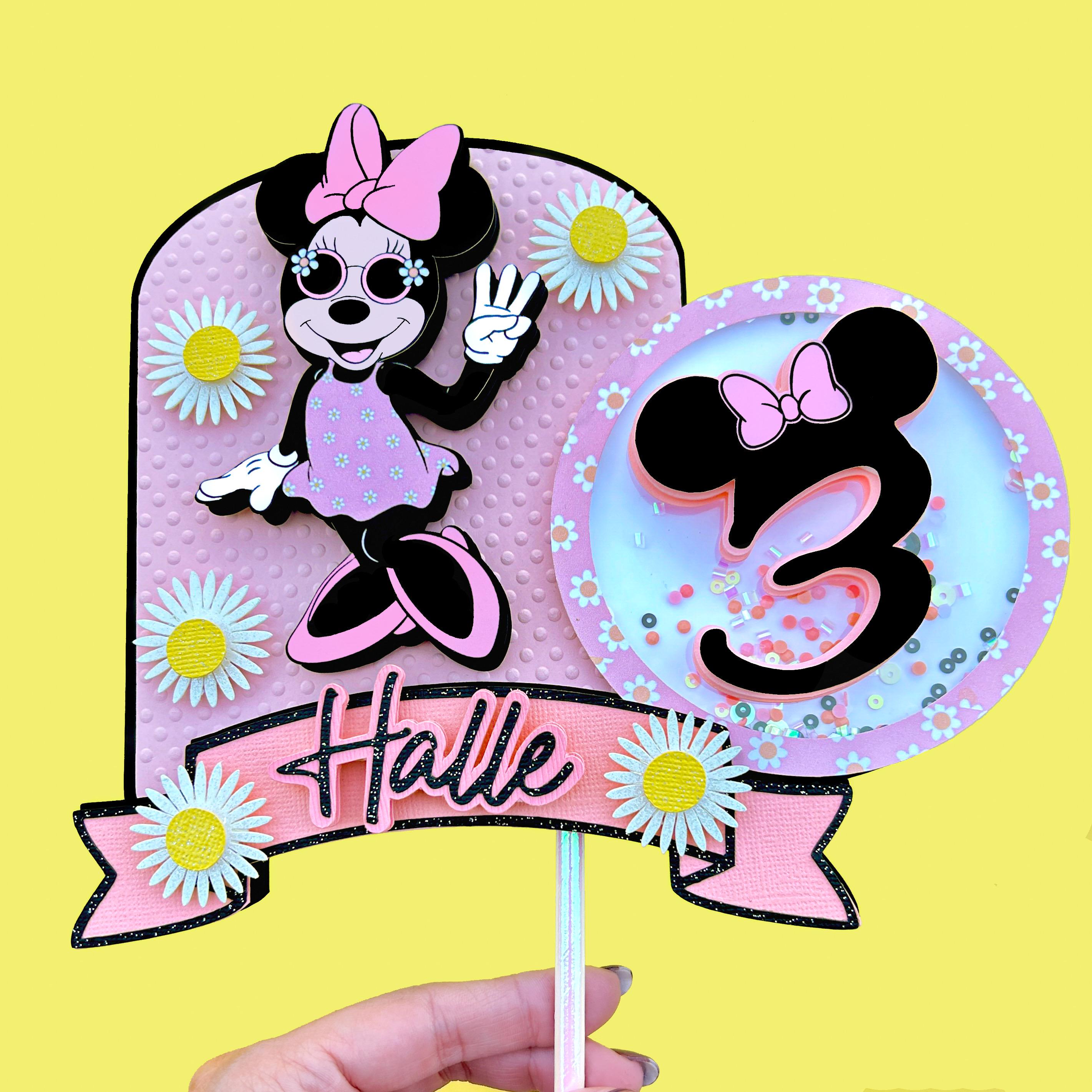 Topper per torta di Minnie, Topper per torta di Minnie, Compleanno di Minnie, 3o compleanno di Minnie, Margherite di Minnie, Festa di Minnie