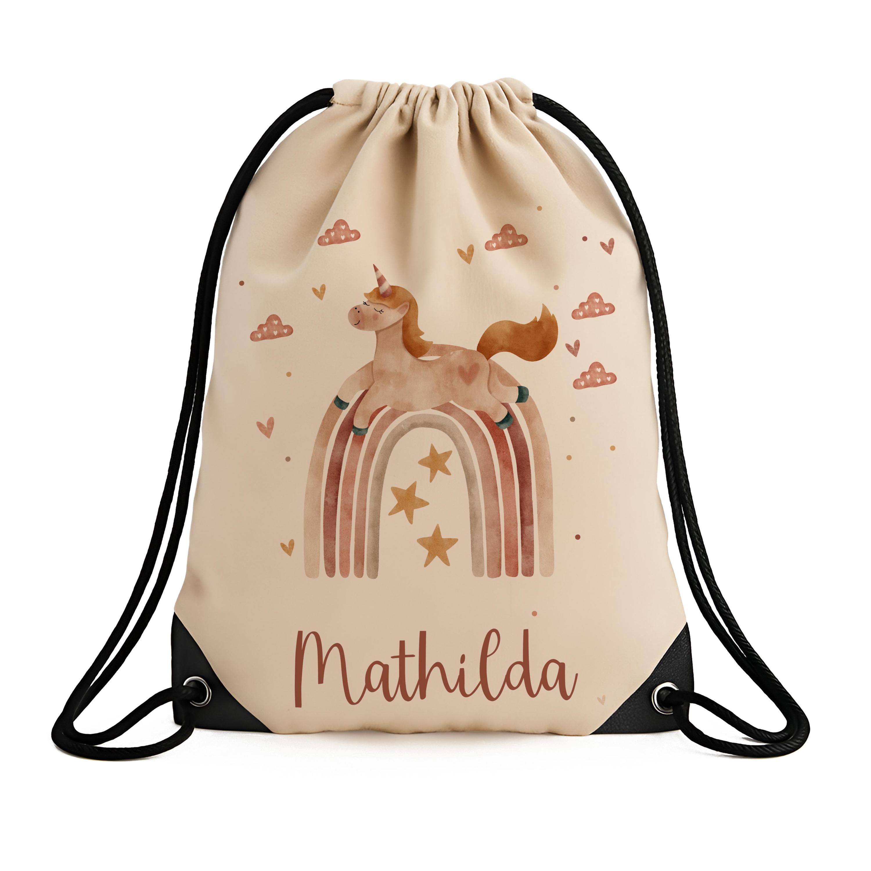 Borsa da palestra personalizzata per bambini | Borsa da palestra con nome | Borsa sportiva per l'asilo | Regalo per il ritorno a scuola | Unicorno per
