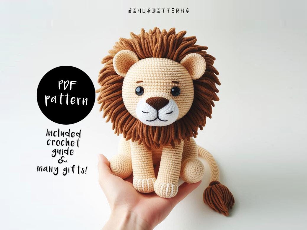 Schema all'uncinetto bambola leone amigurumi, schema bambola all'uncinetto, schema Pokemon all'uncinetto, modello PDF ebook fai da te all'uncinetto Mi