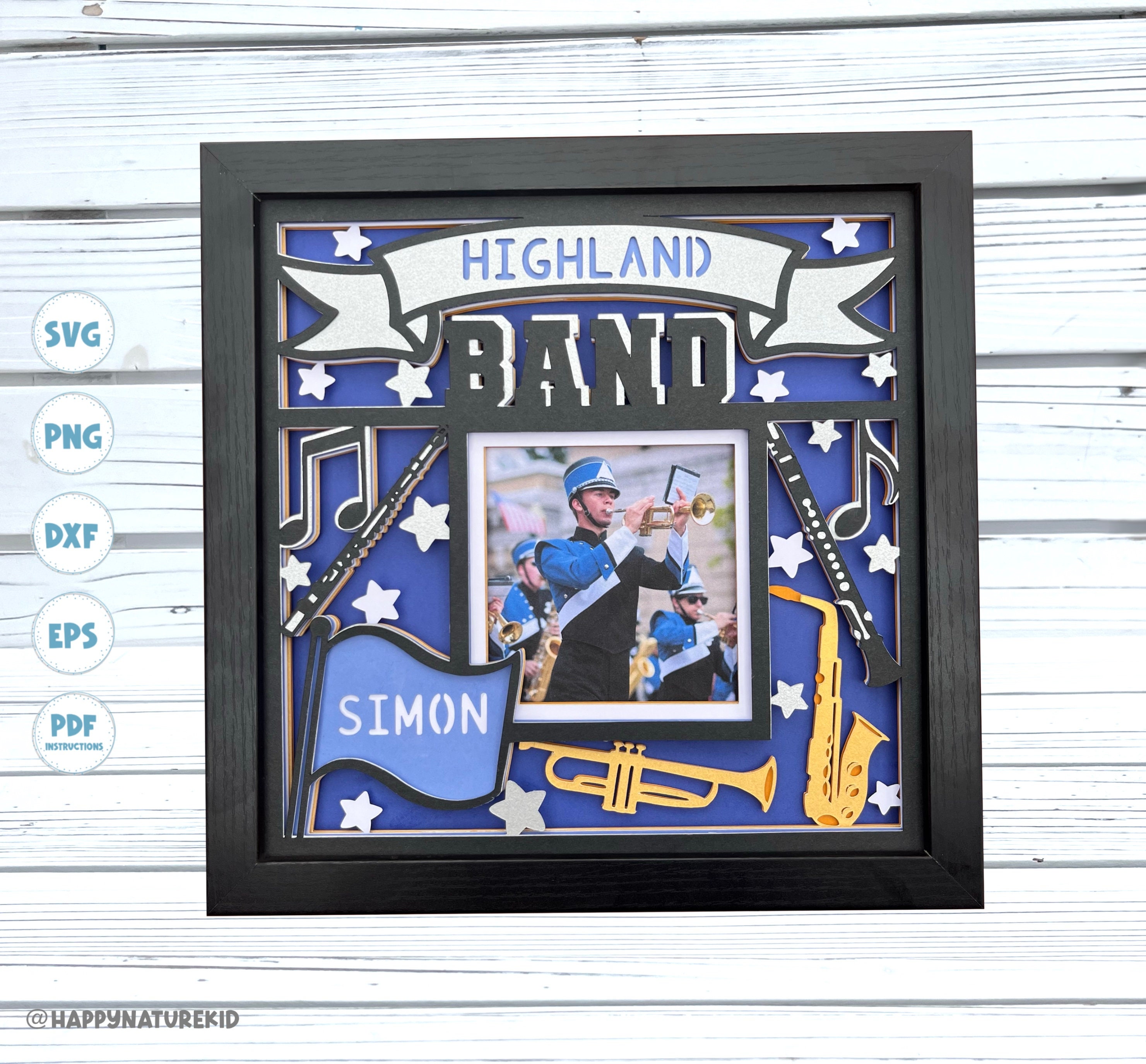 Personalizzato Band Shadow box svg, Band Shadow box, 3d Music svg, 3d Layered svg, svg, 3d svg, Svg File per Cricut, Marching Band svg