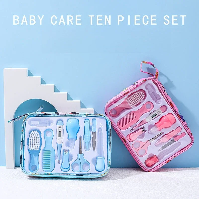 10-teiliges Babypflege- und Reinigungsset – Nagelknipser-Set für Neugeborene, sicherer Kamm und Bürsten-Geschenkbox Image
