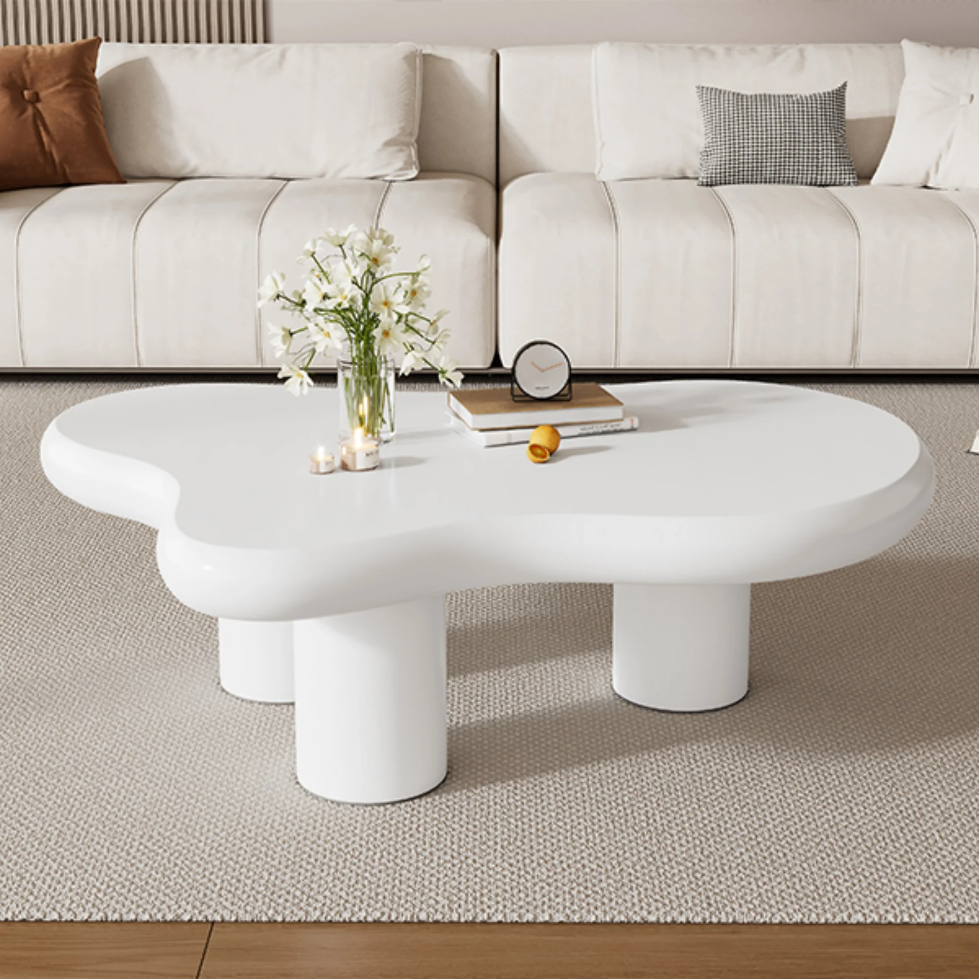 Couchtisch in Wolkenform, Beistelltisch für Schlafzimmer, 97cmx67cmx32cm Höhe, MDF mit Filzunterlagen, lackierte Oberfläche, Image