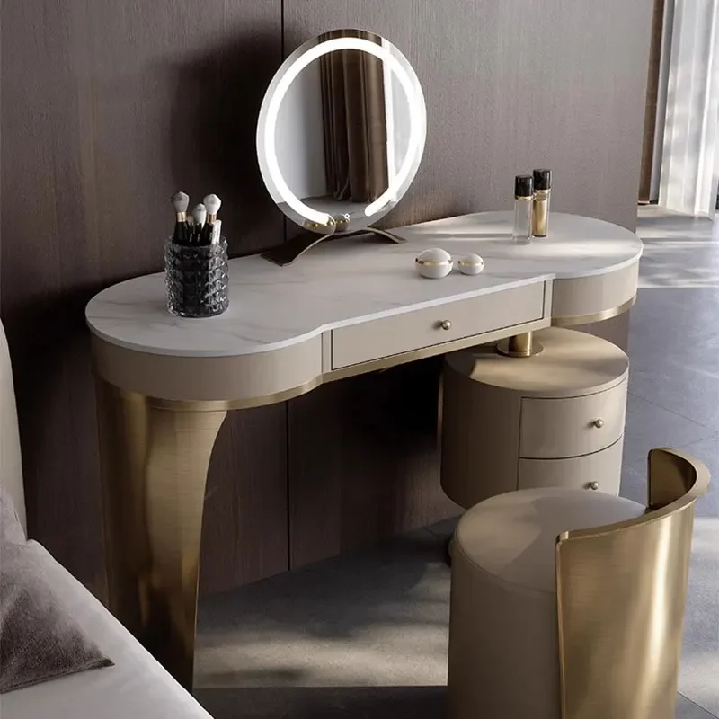 Ästhetischer grauer Aufbewahrungs-Schminktisch aus nordischem Holz, Europa, luxuriöse Kommode für Erwachsene, Organizer, Schrank, Meuble Coiffeuse-Möbel
