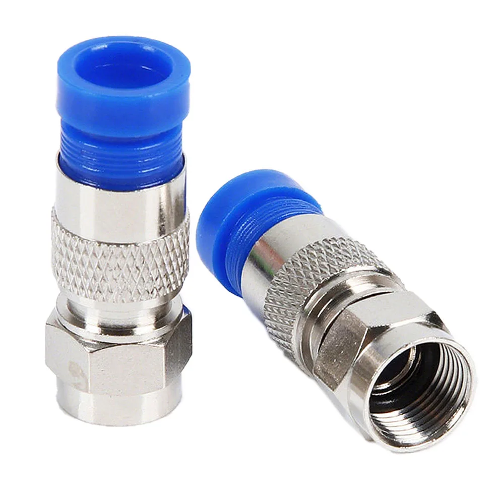 10 Stück F-Typ RG6 Kompressionsanschlüsse für Koaxialkabel – Satelliten- und Kabel-TV-Adapter-Set Image