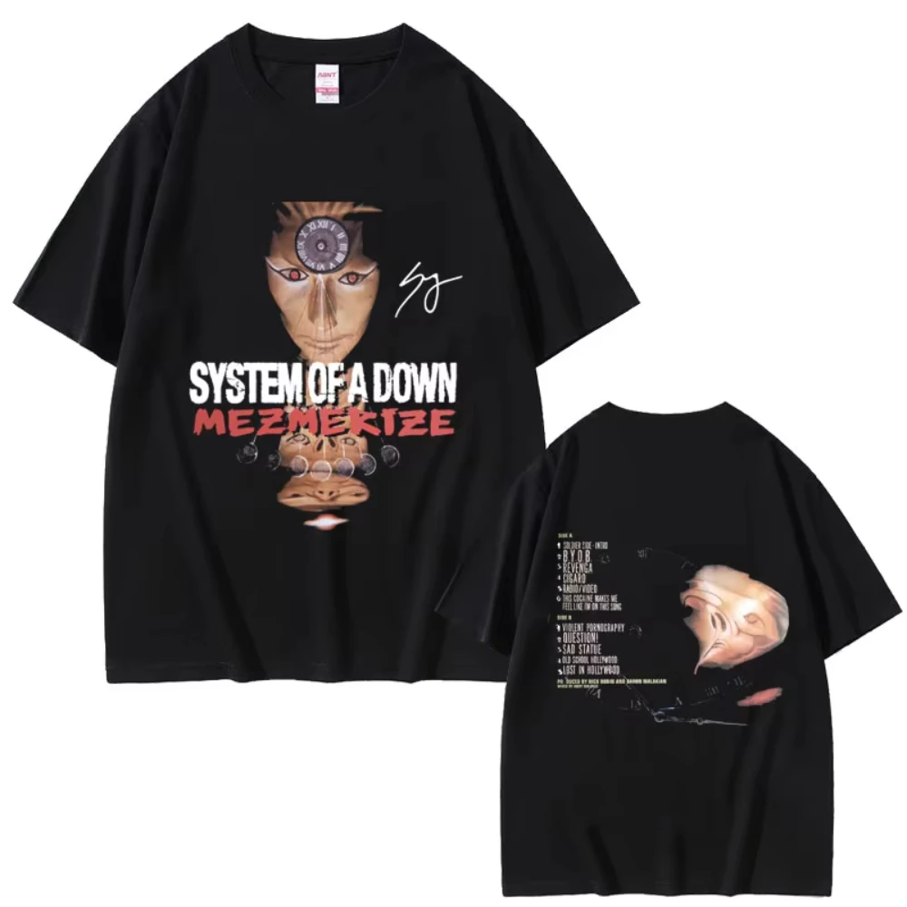 90er Jahre Rock Band System of A Down Mezmerize Grafik T-Shirts Männliche Mode Übergroße Streetwear Herren Damen Alternative Metal T-Shirt Image