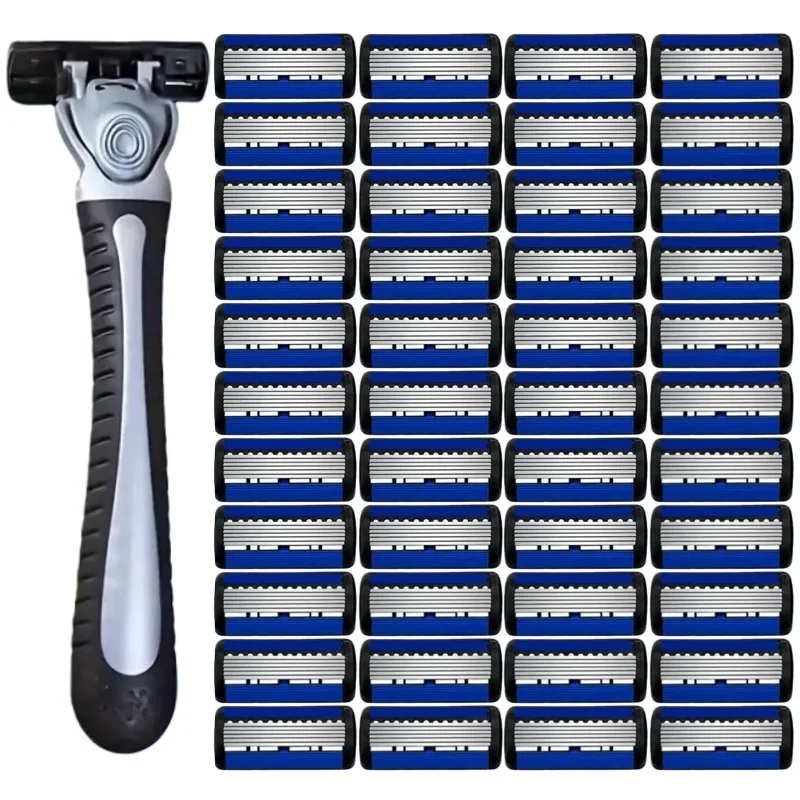 6-lagige Edelstahlklinge für Männer und Frauen, manueller Sicherheitsrasierer, Haarentfernung, Rasieren, austauschbarer Rasierkopf Image