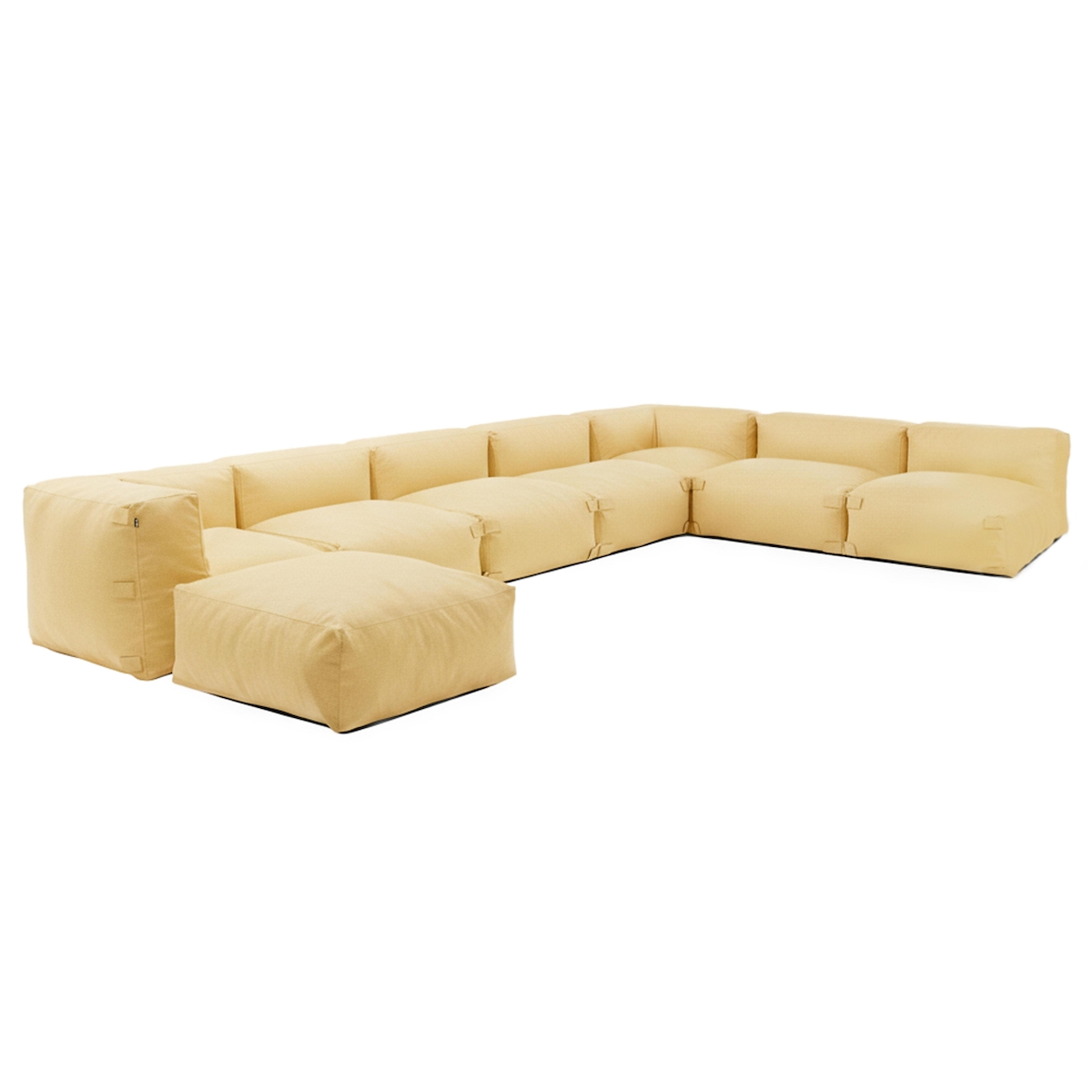Oviala Business Modulares Ecksofa mit 5 Sesseln, 2 Ecken und 1 hellgelben Hocker Image
