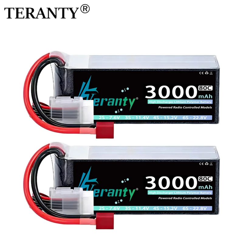 2 Stück TERANTY 14,8V 15,2V Lipo-Akku 4S 3000mAh 60C 80C mit T XT60 Stecker für FPV Drohne Flugzeug RC Auto LKW Boot Modellteile Image