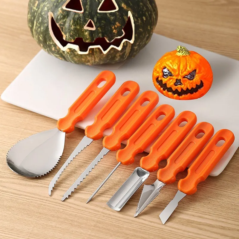 Halloween-Kürbis-Schnitzmesserset aus Edelstahl, Obstteller-Schnitzwerkzeug-Set, kleine Küchenwerkzeuge