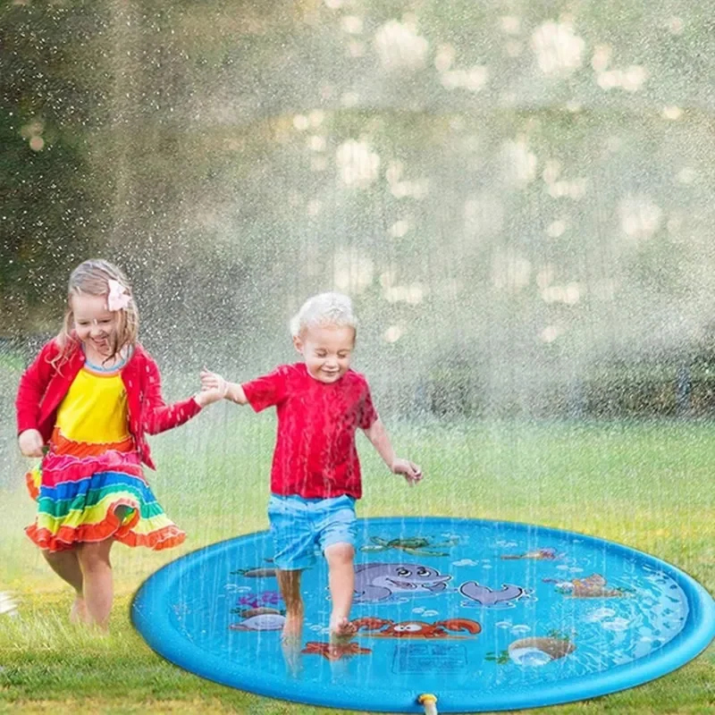 Sommer Rasen Kinder Wasser Spiel Spielen Matte Kinder Outdoor Splash Matte Für Kinder Pool Spiele Spielzeug Streuen Splash Wasser Spielzeug Bad Pad Image