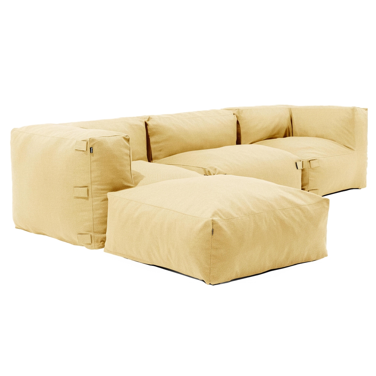 Oviala Business Modulares Ecksofa mit 1 Sessel, 2 Ecken und 1 hellgelb Hocker Image