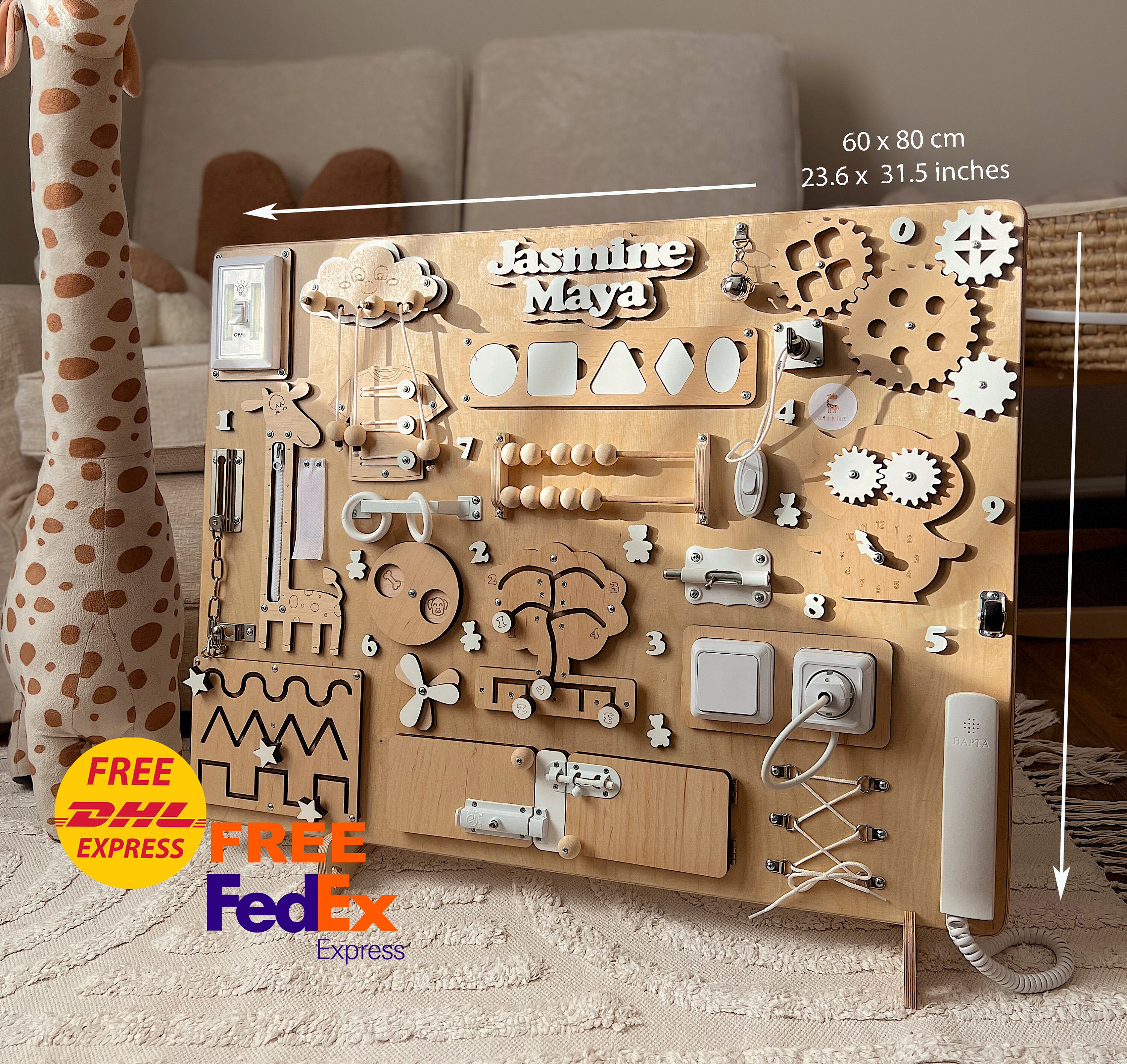 Aestetic Naturholz Kleinkinder Busy Board, Busy Board 1 2 3 Jahre alt, Aktivitätsboard Kinder, Montessori Busy Board, Geschenk zum 1
