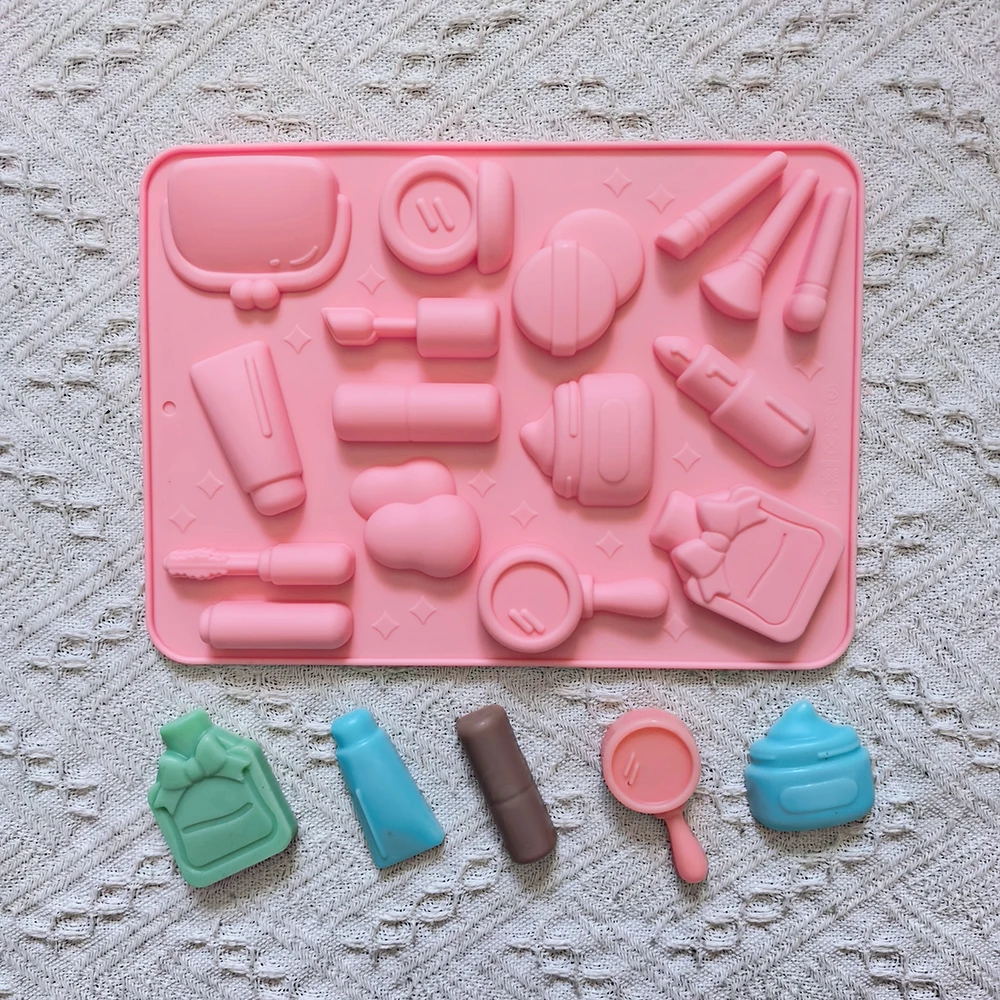 1 Stück 16-Loch-Make-up-Taschenform aus Silikon, verwendet für Schokolade, Desserts, Kekse, DIY-Backformen mit Antihaftbeschichtung Image