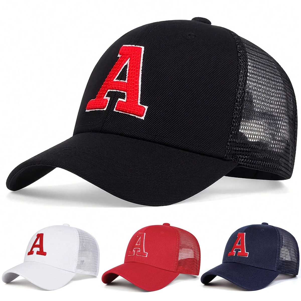 Unisex A Letter Stickerei Baseball Net Caps Frühling und Sommer Outdoor verstellbare Freizeithüte Sonnenschutzhut Sportkappe Image
