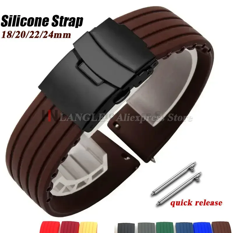 Quick Release Silikon Armband 18mm 20mm 22mm 24mm für Huawei Uhr GT5/GT4 für Omega für Seiko für Fossil Gummi Sport Straps Image
