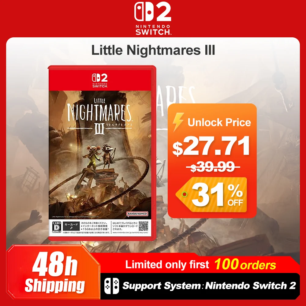 Nintendo Switch 2 Little Nightmares 3 Games Deals 100% New Original Physical Game Card Support 1-2 Players for Nintendo Switch 2
