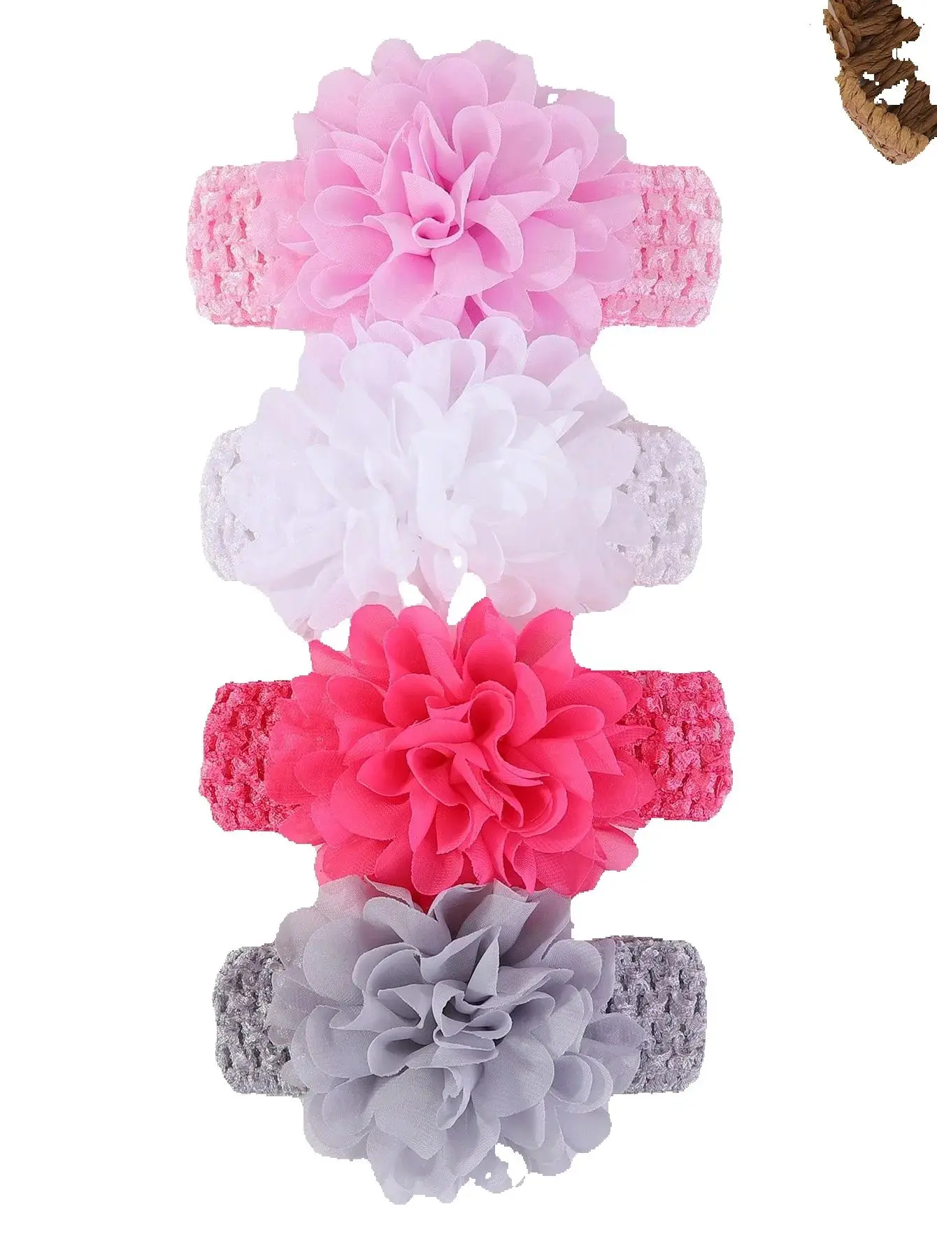 4 teile/satz 5,3 ''Baby Mädchen Große Chiffon Blume Stirnbänder Weiche Stretch Haarband Schöne Headwrap Neugeborene Kleinkinder Haar Zubehör