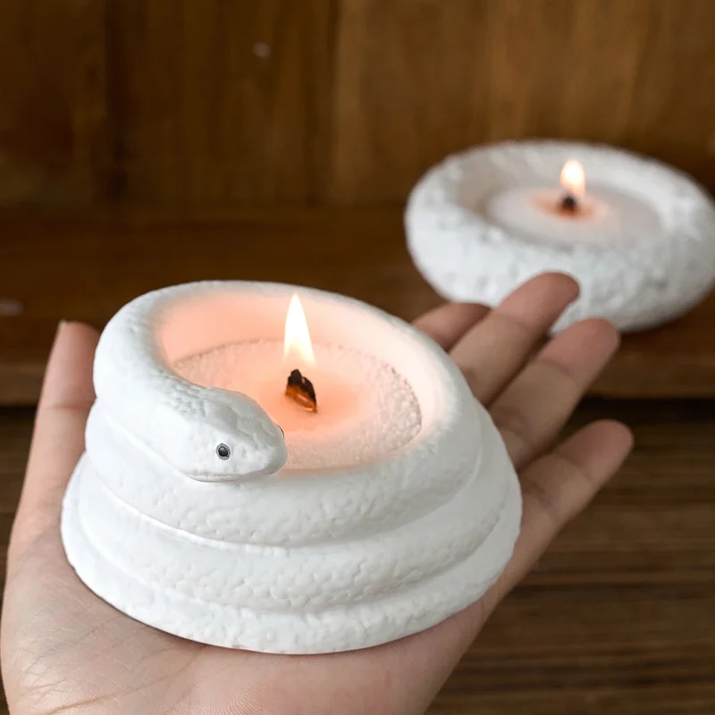 Beton Schlange Form Kerze Glas Silikon Form Runde Rock Stein Muster Schmuck Lagerung Box DIY Kreative Handwerk Geschenke Wohnkultur Image