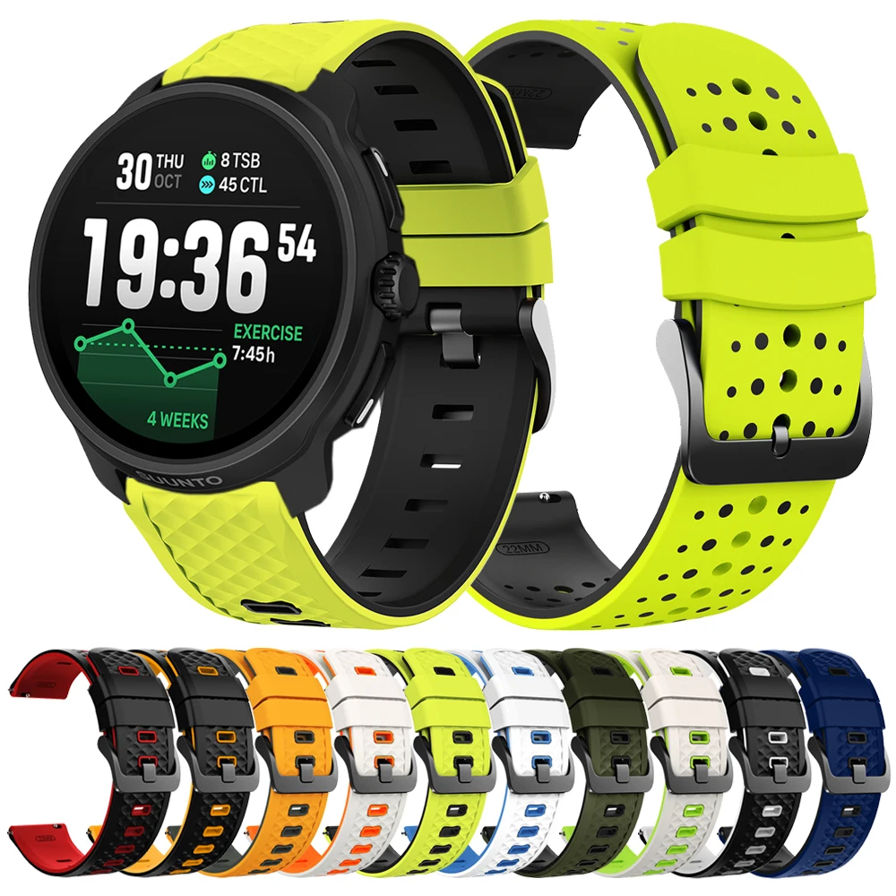 22 mm zweifarbiges Silikon-Sportuhrenarmband für SUUNTO RACE 2/S OCEAN VERTICAL RUN 5 9 PEAK PRO/DLC Soft Strap Armband Zubehör Image
