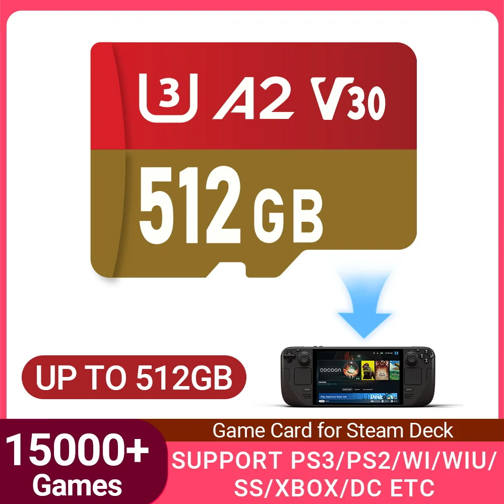 512G/256G Spielkarte für Steam Deck Batocera 40 mit 30 + Emulatoren 15000 Spiele Speicherkarte für PS3/PS2/PS1/PSP/WII/WIIU/XBOX/SS/DC