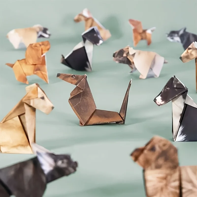 Nouveau Style créatif bricolage papier chats 50pcs bricolage papier chat et chien modèles mignon imprimé Origami Animal décor pliable Animal Origami