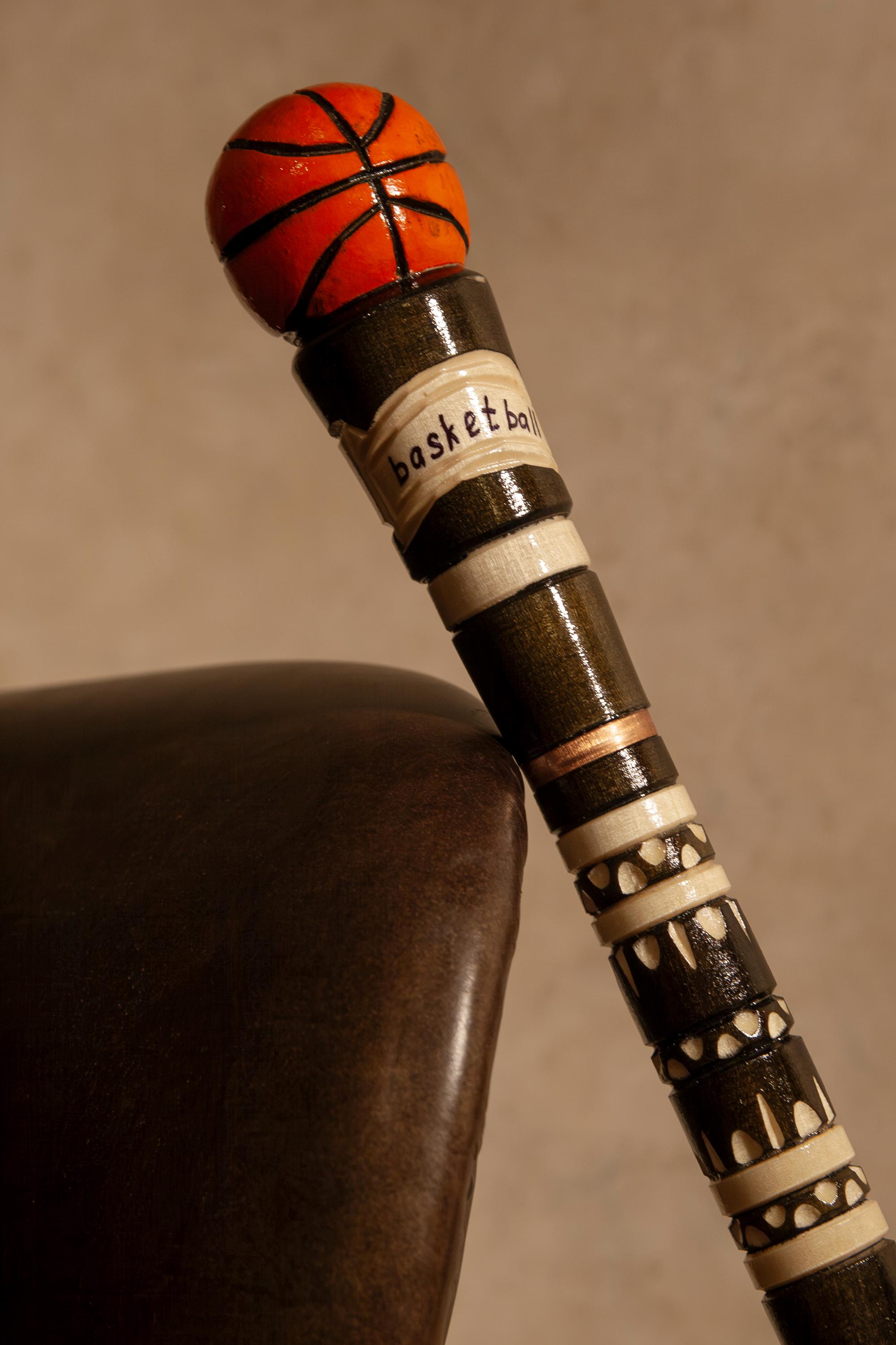 Bastone da basket, bastone in legno fatto a mano, bastone da passeggio, bastone elegante, bastone unico, bastone da collezione, bastone personalizzato