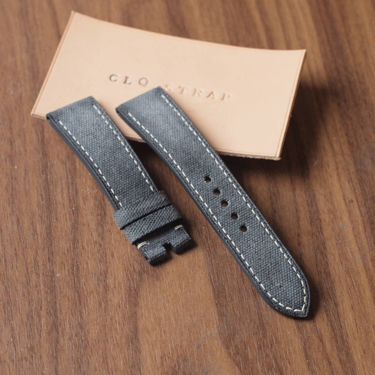 Cinturino per orologio in tela, cinturino in pelle fatto a mano, cinturino per orologio da 22 mm 24 mm, cinturino grigio, barra a molla a sgancio rapi