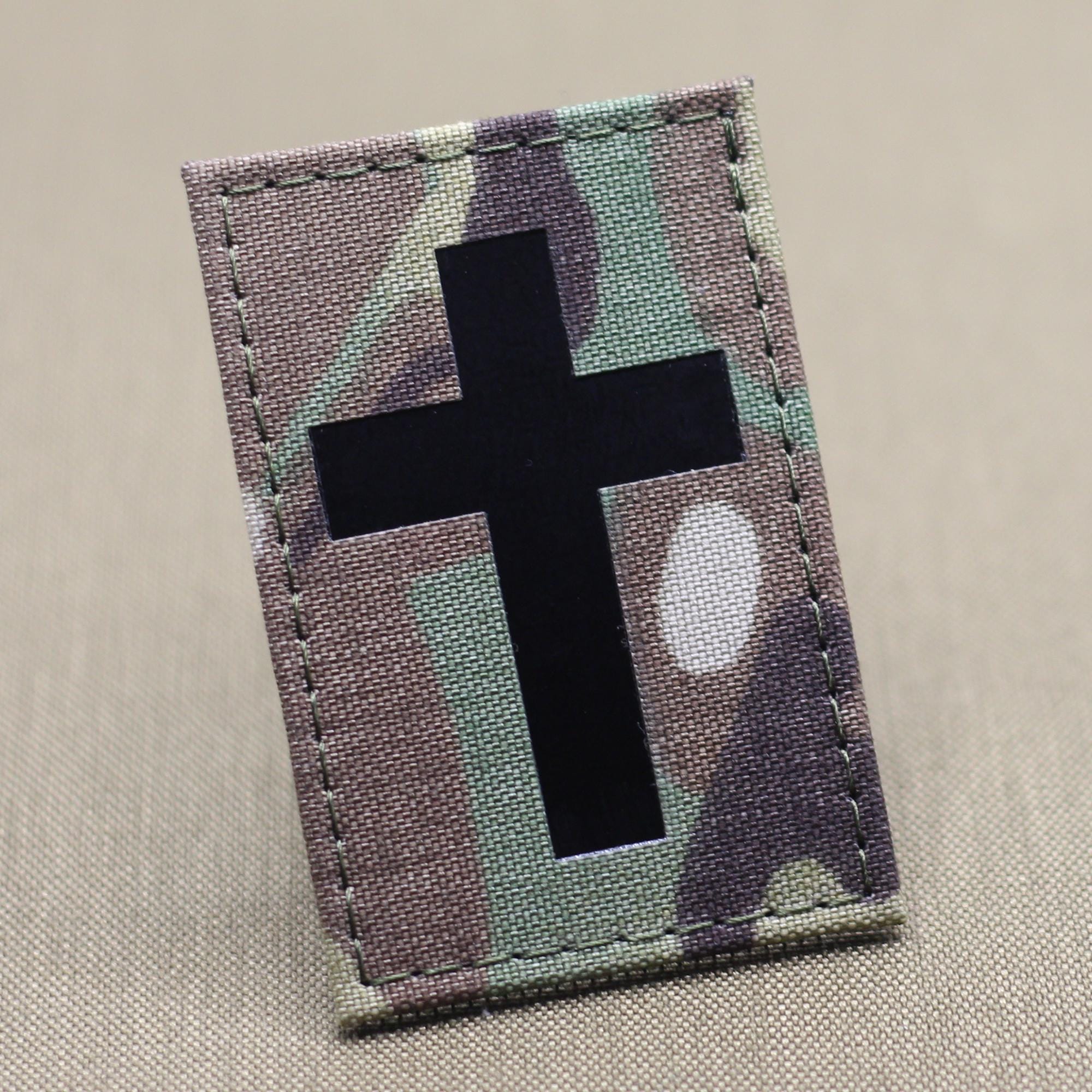 Toppa a croce da 2 x 3 pollici, toppa a croce cristiana, toppa di Gesù Cristo, toppa personalizzata con ID da combattimento IR, toppa tattica militare