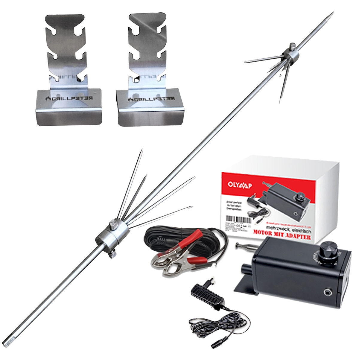 Grillpeter Döner Hähnchen Drehspieß 94 cm für Mangal Batyr mit Motor Image