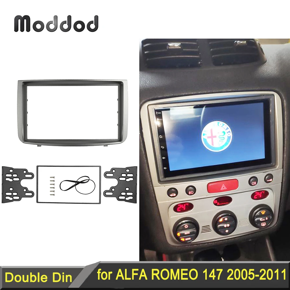 Double Din Facia für Alfa Romeo 147, Radio, DVD, Stereo, CD-Panel, Armaturenbrett, Montage, Installation, Trim, Fascia-Kit, Gesichtsrahmen, Lünette Image