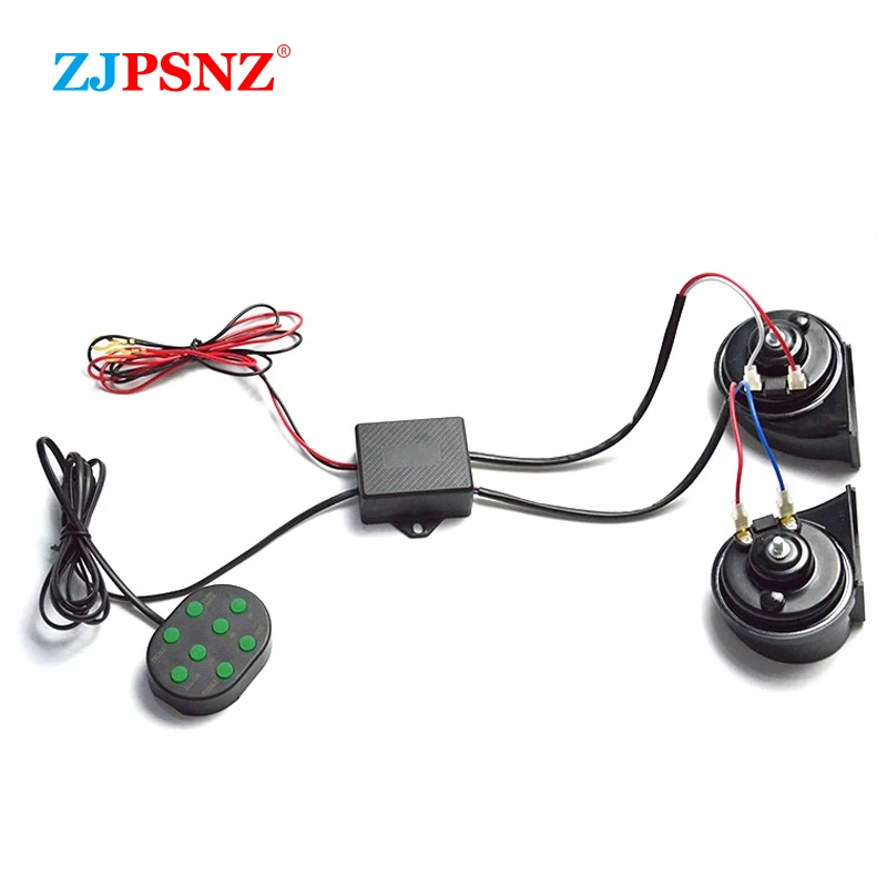 12 V 8 Töne Musical Air Horn Elektrische Schnecke Horn Für Fahrzeuge Motorräder Auto Mit 8 Sounds Control Box taste Universal Image
