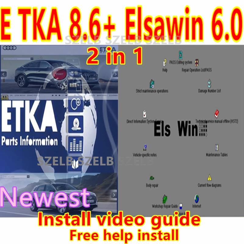 2025 Etk.a 8.6 + elsawin 6.0 für A-udi für V-W Auto-Reparatur-Software, Gruppenfahrzeuge, elektronische Teile, Katalog mehrsprachig Image