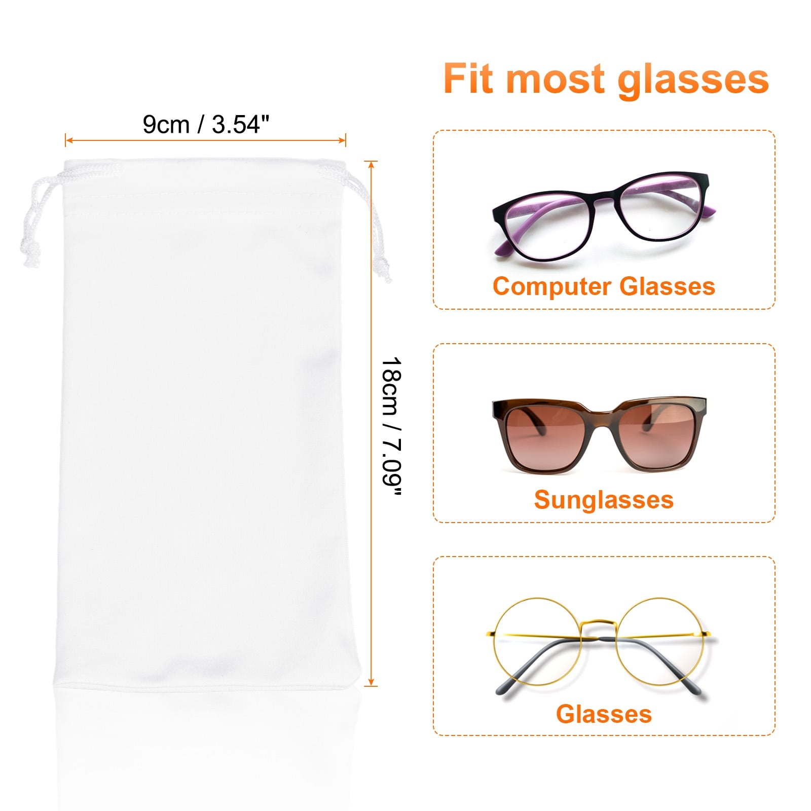 Eyeglass Pouch Microfiber Sunglasses Storage Bag Portable Drawstring Pouch for Phone Glasses - 10pcs