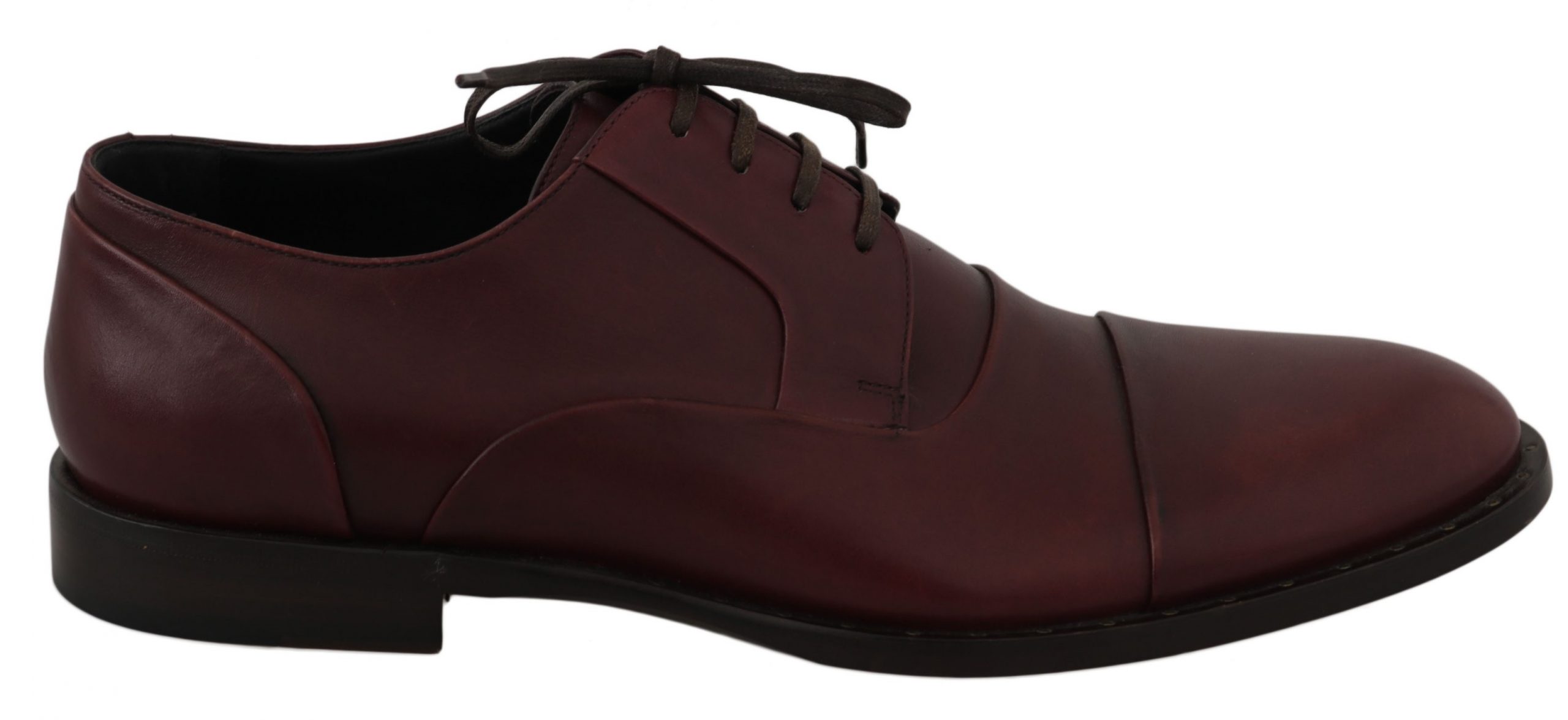 Dolce & Gabbana Rote Bordeaux-Leder Derby-Halbschuhe
