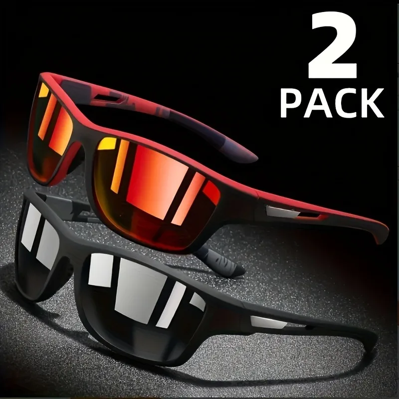 2-teilige quadratische modische Herrenbrille mit bequemem PC-Rahmen, lässige Dekoration, tägliche modische Brille Image