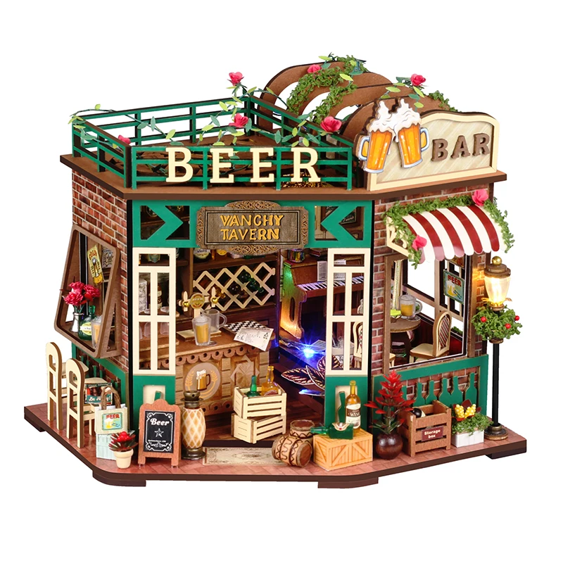 DIY Casa Holz Miniatur Puppenhäuser Modell Kits 3D Puzzles Holz Puppenhäuser Mit Möbel Spielzeug Für Freunde Geburtstag Geschenke