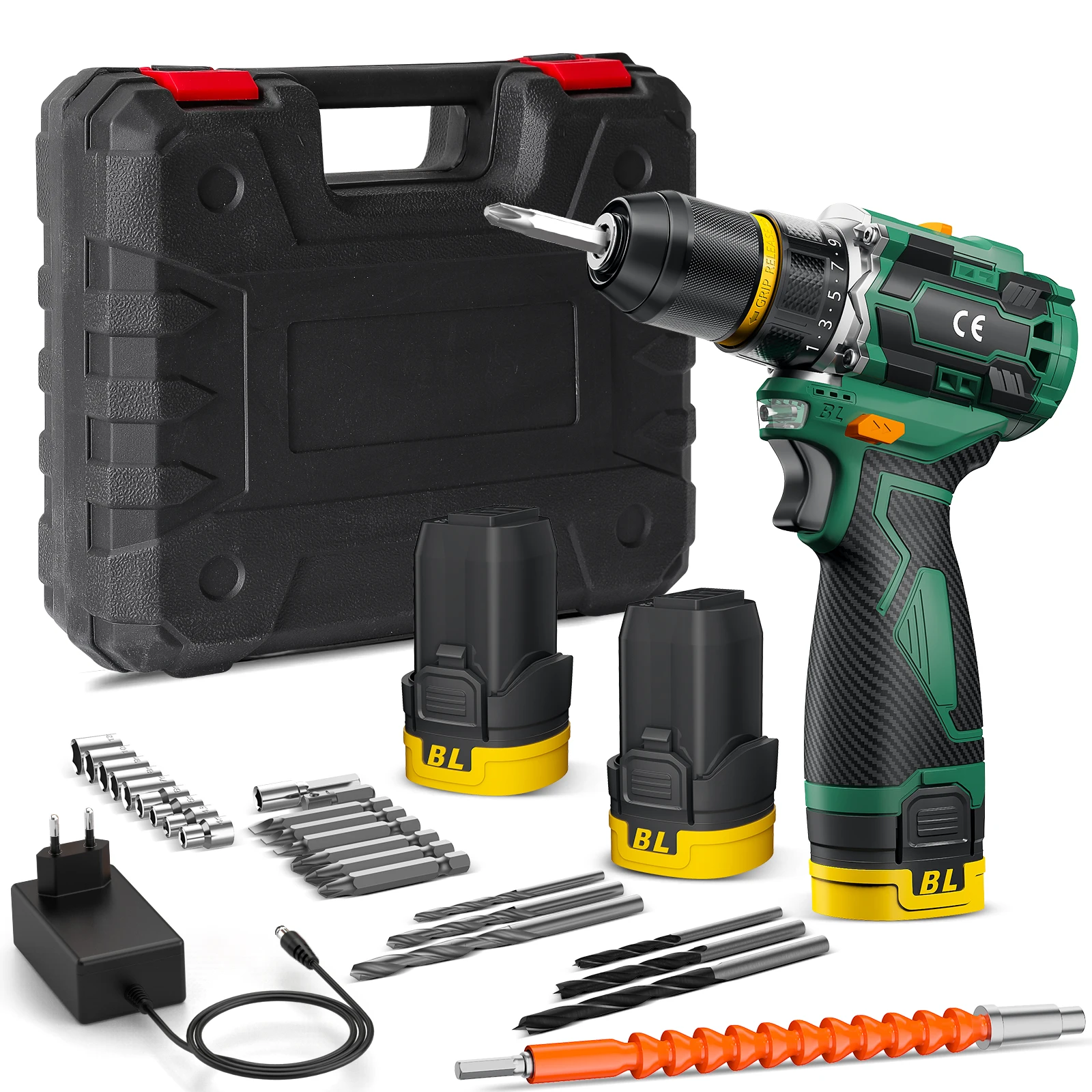 55N.M Coppia 10MM 23 + 1 Brushless Trapano a percussione elettrico Cacciavite a batteria Cordless Multifunzionale Trapano elettrico Utensile elettrico