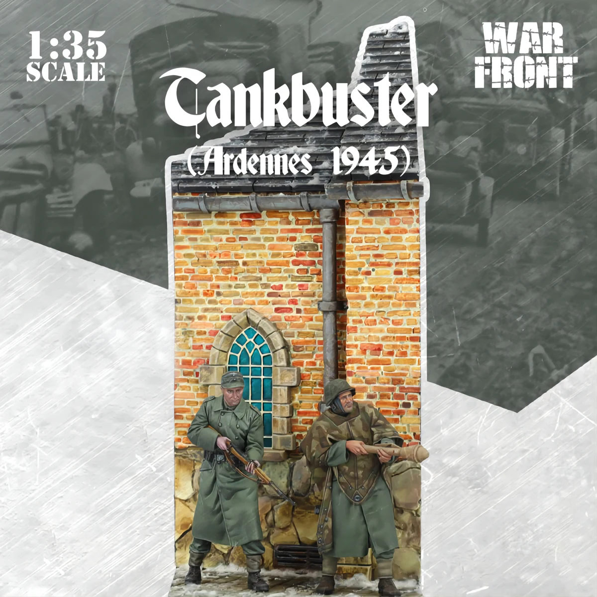 Unbemalter Modellbausatz aus Kunstharz im Maßstab 1:35, Soldaten aus dem Zweiten Weltkrieg, 2 Personen (mit Szene), unmontiert und unbemalt GK Image