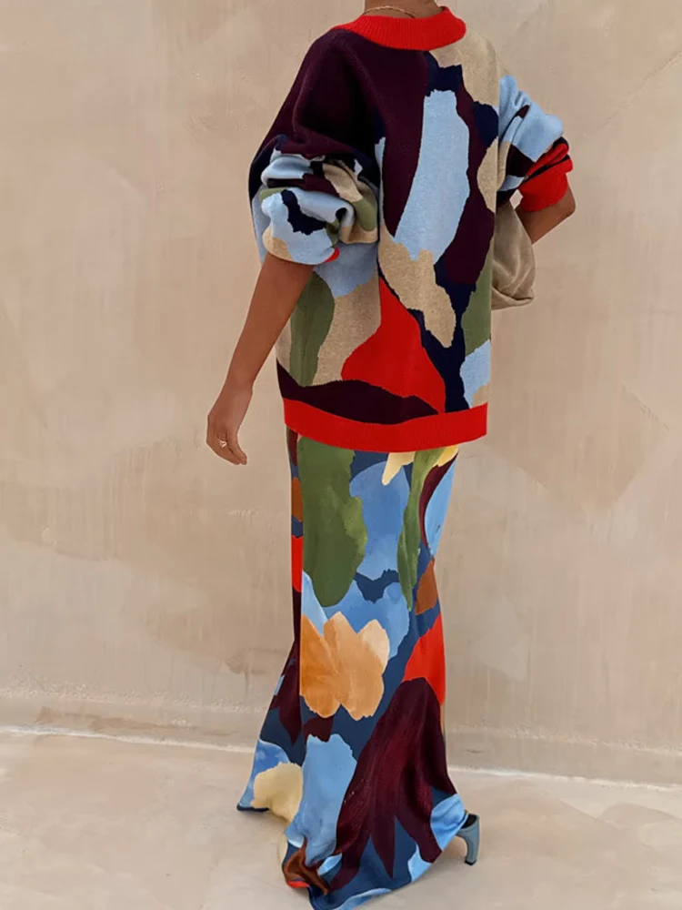 Elegante Dame Kontrast Farbe Party Halbe Röcke Teufel Auge Gedruckt Chic Lange Röcke Temperament Hohe Taille Schlank Wrap Hüften Röcke Image