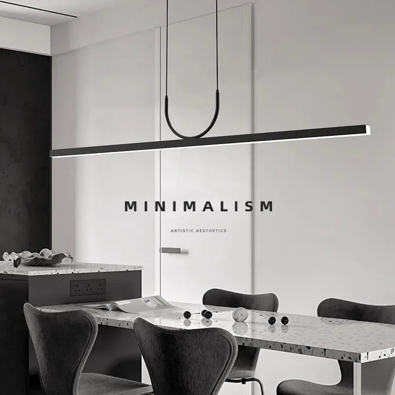 Nordic Minimalist Restaurant Kronleuchter Schwarz für Küche Insel Tisch Esszimmer Anhänger Lichter Wohnkultur Innen Beleuchtung Leuchte Image