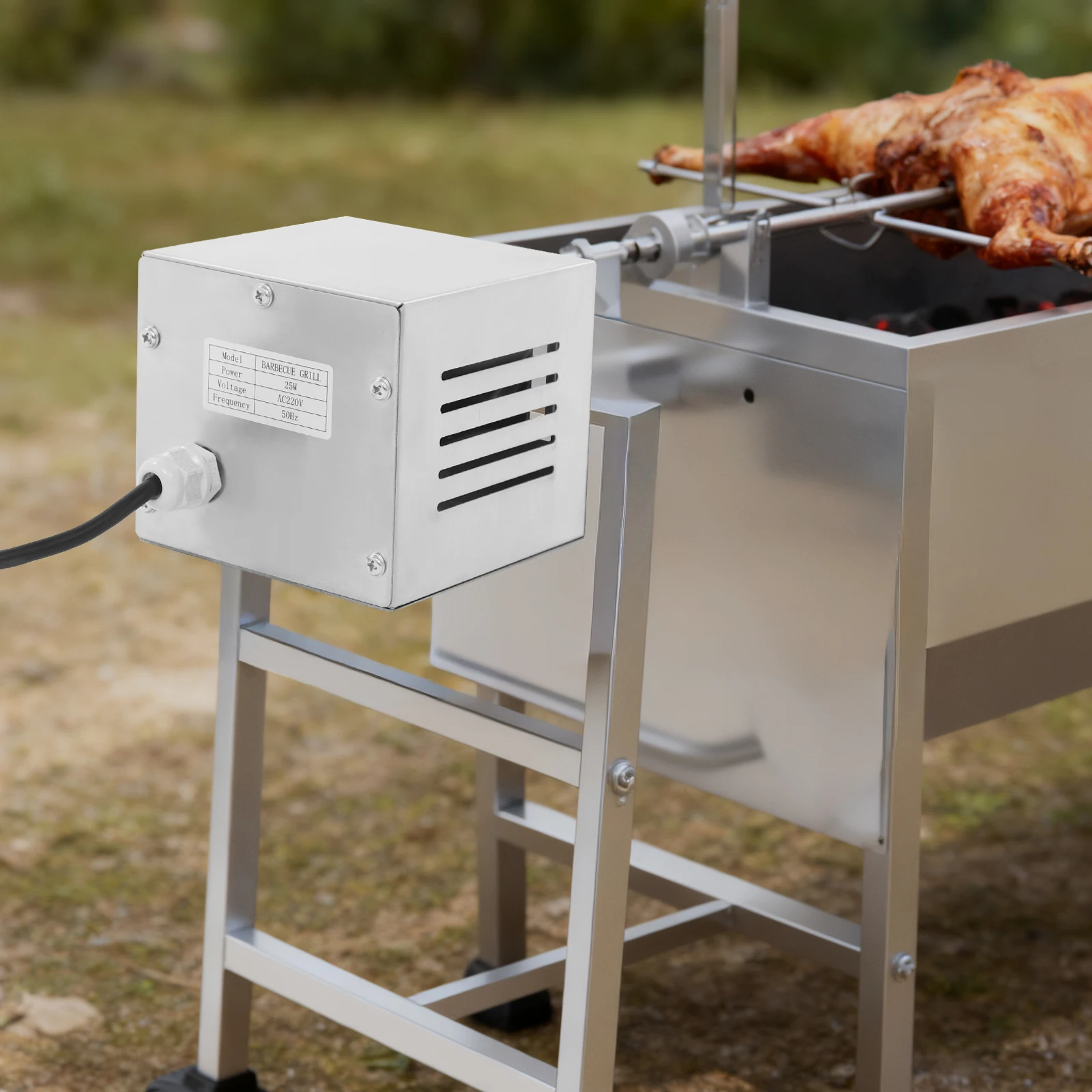 25-W-Edelstahl-Grillmotor mit hohem Drehmoment, rostbeständig und effektiv, Kühl-Rotisserie-Set, EU 220 V, für Camping Image