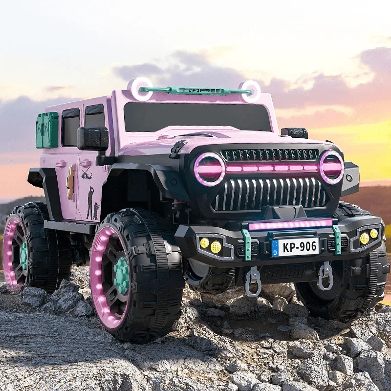 Kinder-Elektroauto Allradantrieb Power Wrangler Offroad kann sitzen Erwachsenenspielzeug Männer und Frauen Schatz Fernbedienung Image